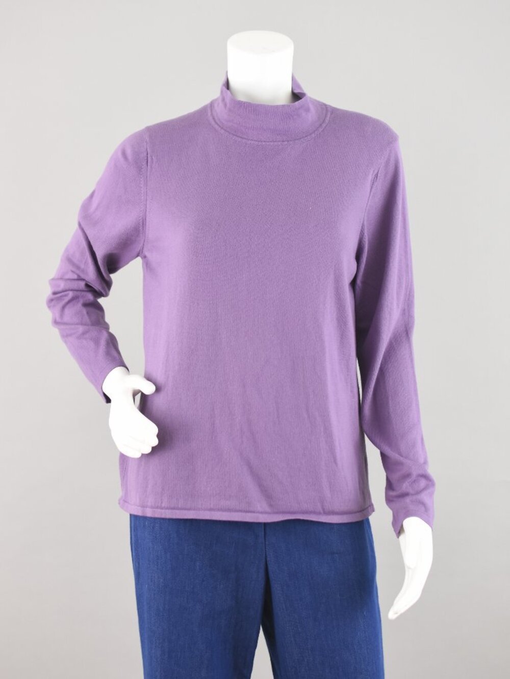 Talbots Vintage Purple Mockneck Long Sleeve Cotton Shirt Women's Medium
